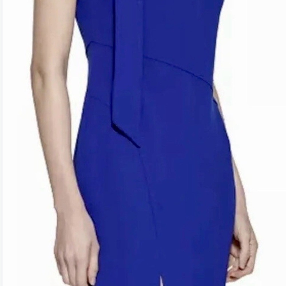 Calvin Klein Womens 8‎ Royal Blue Asymmetrical Sheath Dress Tailored Statement
